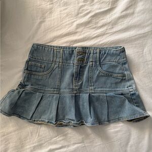 Pacsun Eco Medium Indigo Pleated Low Rise Denim Mini Skirt